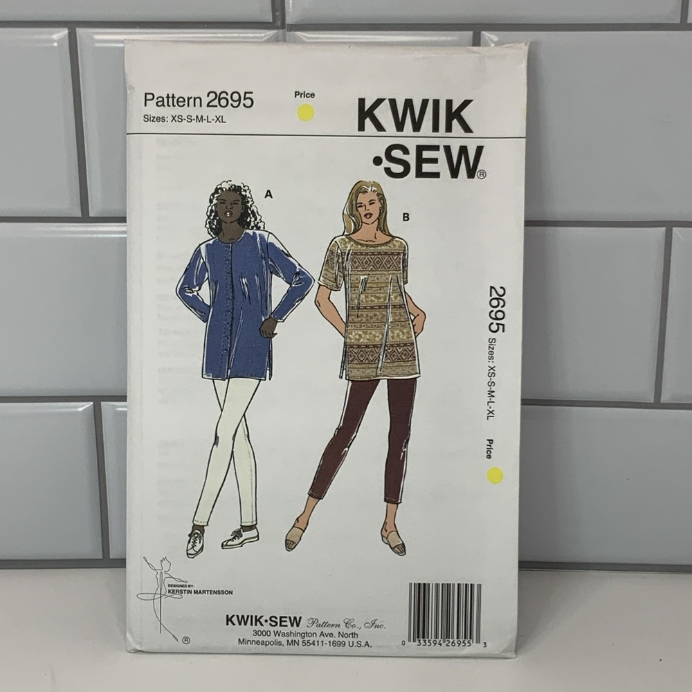 KWIK SEW Pattern 2695 Misses' Sizes XS-XL Tunic & Leggings,‎ Uncut